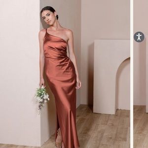 petite size 8 Cinnamon Rose Revelry Jade Satin Dress